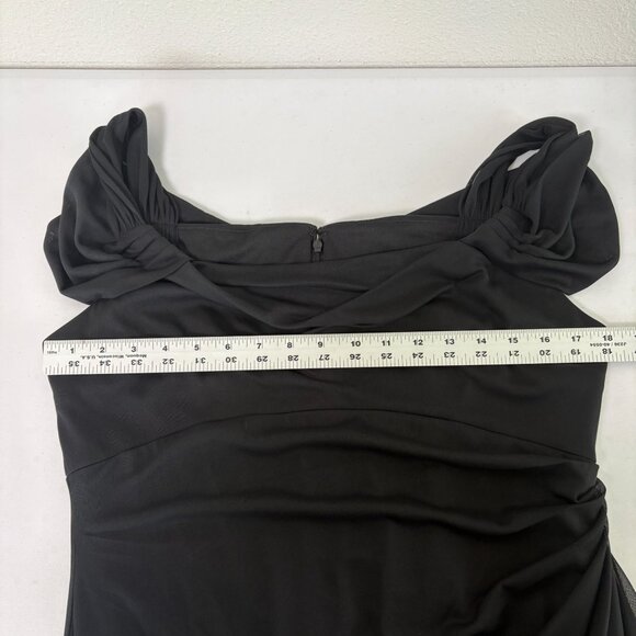 Alex Evenings Draped Cold Shoulder Long Evening Gown Size 12 Black Ruched Dress - Picture 10 of 16